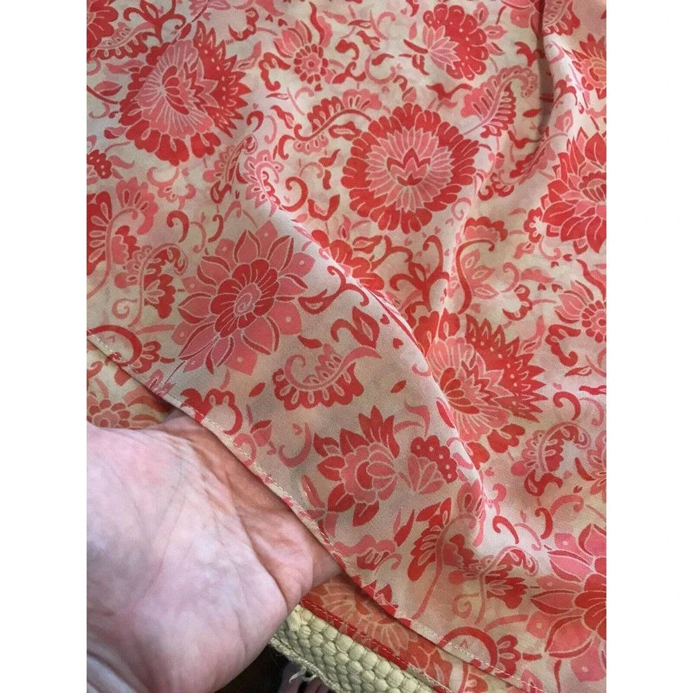 CAbi Vita Draped Open Back Pink Tan Floral Sheer Top Blouse 5037 Sz M - Picture 5 of 9